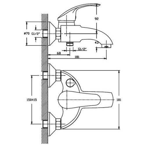 Смеситель для ванны HAIBA MARS 009 EURO HB0261 2 Смеситель для ванны HAIBA MARS 009 EURO HB0261