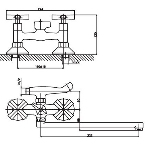 Смеситель для ванны Haiba Sentosa 006 HB0358 3 Смеситель для ванны Haiba Sentosa 006 HB0358