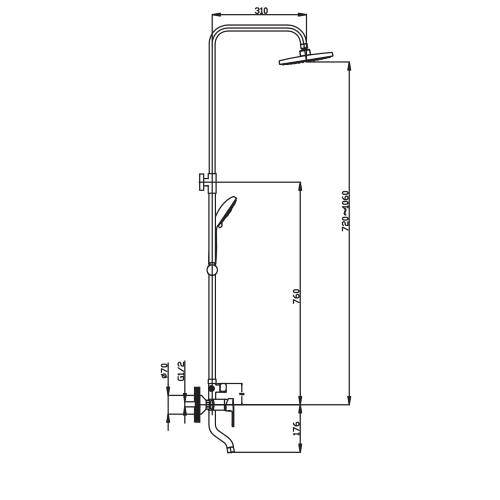 Душевая колонна HAIBA OLIVIA 003-J HB0825 (attach1 3645)