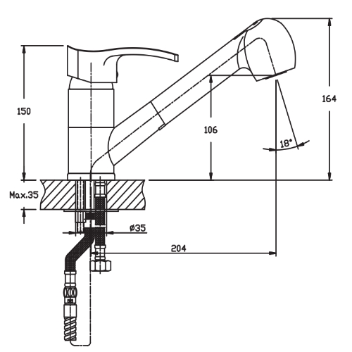 Смеситель для ванны HAIBA FOCUS 014 HB0129 (attach1 3835)