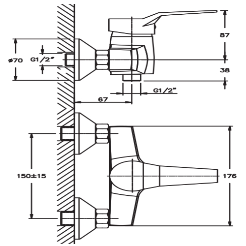 Смеситель для душа HAIBA ZEON 003 HB0407 (attach1 3782)