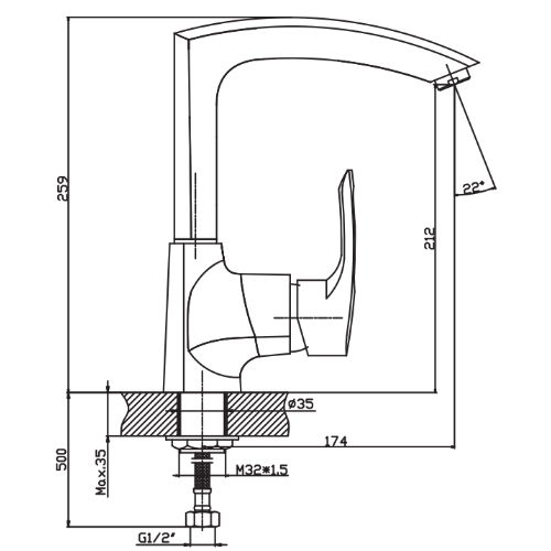 Смеситель для кухни HAIBA HANSBERG 018 HB0210 (attach1 3735)