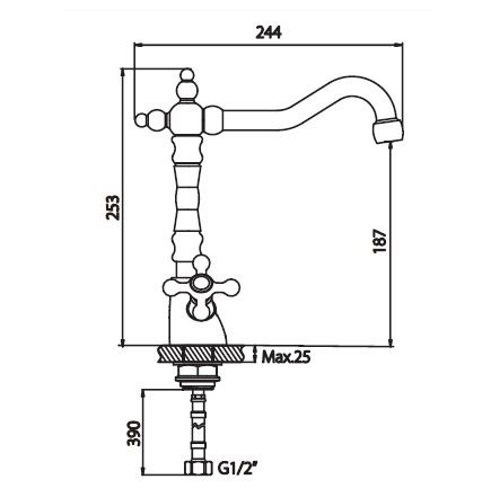 Смеситель для кухни HAIBA SMES 777 ГАЙКА HB0381 (attach1 3350)