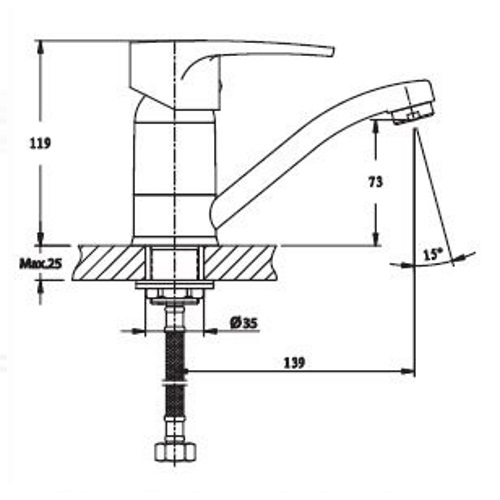 Смеситель для кухни HAIBA CEBA 555-15 HB0035 (attach1 3754)