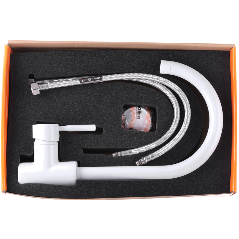 Смеситель для кухни Haiba HANS 011 белый (HB0165) (attach1 10493)