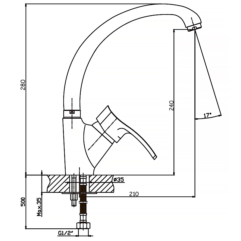 Смеситель для кухни Haiba FOCUS 011 нержавейка (HB0922) (attach1 10482)