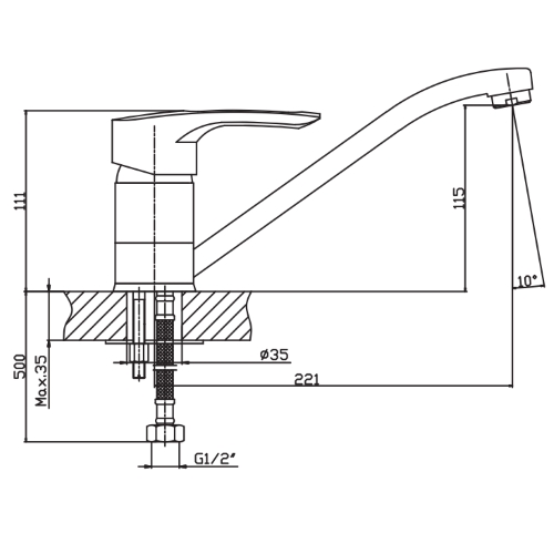 Смеситель для кухни HAIBA HANSBERG 004 HB0184 (attach1 3719)