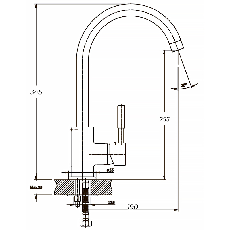 Смеситель для кухни Haiba HANS 011 белый (HB0165) (attach3 10493)