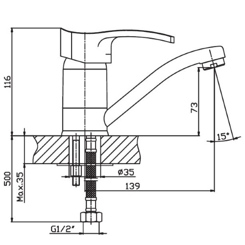 Кухонный смеситель Haiba Focus 004-15 HB0117 (attach1 1160)