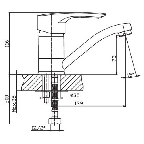 Смеситель для умывальника HAIBA HANSBERG 004-15 СМ НЕРЖ HB0190 (attach1 3669)