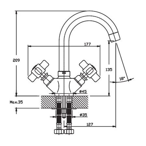 Смеситель для умывальника HAIBA ODYSSEY 274 HB0313 (attach1 3311)