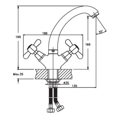 Смеситель для умывальника HAIBA DOMINOX 272 NUT HB0081 (attach1 2952)