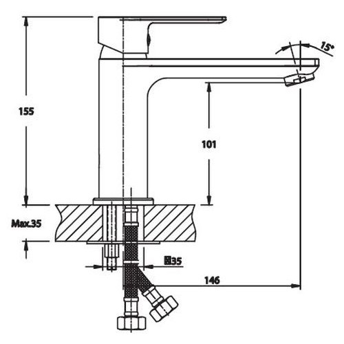 Смеситель для умывальника Haiba Alex 001 Long HB0880 (attach1 3195)