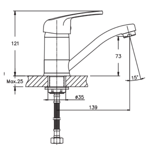Смеситель для умывальника HAIBA MAGIC 555-15 CM ГАЙКА RED HB0673 (attach1 3589)