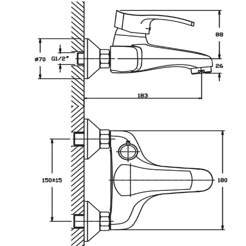 Смеситель для ванны HAIBA FOCUS 009 EURO HB0126 (attach1 4072)