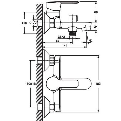 Смеситель для ванны HAIBA MARCO 009 Euro HB0877 (attach1 3081)
