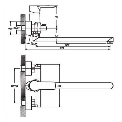 Смеситель для ванны HAIBA COLUMBIA 006 EURO HB0039 (attach1 4105)