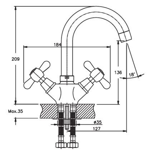 Смеситель для раковин Haiba Dominox 274 HB0087 (attach1 1172)
