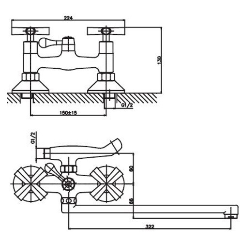 Смеситель для ванны HAIBA SENTOSA 006 SATIN HB0357 (attach1 3526)