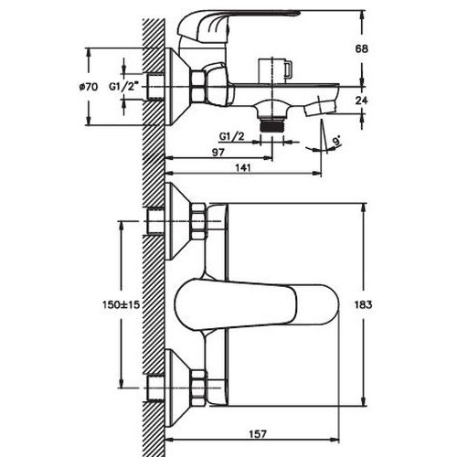 Смеситель для ванны Haiba Dario 009 Euro HB0873 (attach1 3144)