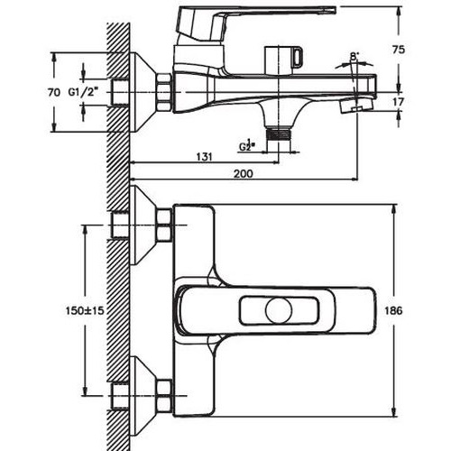 Смеситель для ванны Haiba Enio 009 Euro HB0885 (attach1 3132)