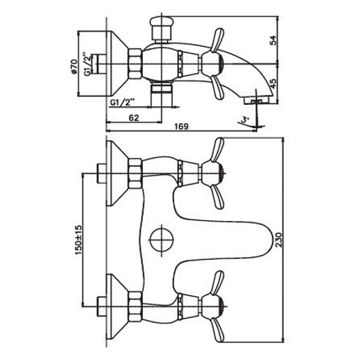 Смеситель для ванны HAIBA VILTA 142 HB0383 (attach1 3381)