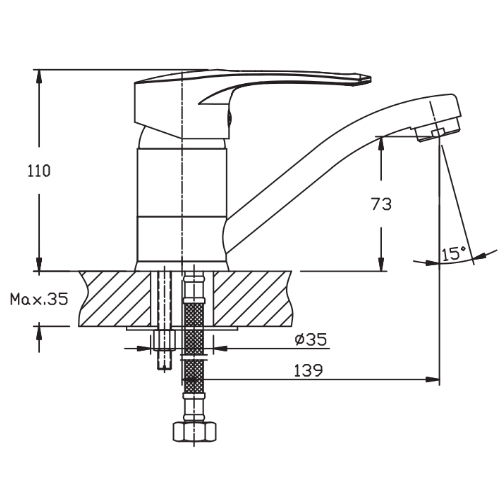 Смеситель для умывальника HAIBA GERMES 004-15СМ HB0765 (attach1 3919)