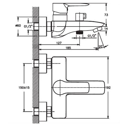 Смеситель для ванны HAIBA COLUMBIA 009 EURO HB0815 (attach1 4101)