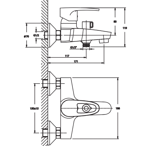 Смеситель для ванны HAIBA CEBA 009 EURO HB0828 (attach1 3763)