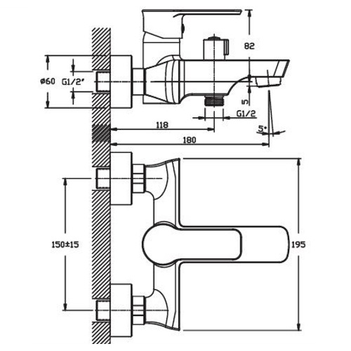 Смеситель для ванны Haiba Houston 009 euro HB0775 (attach1 815)