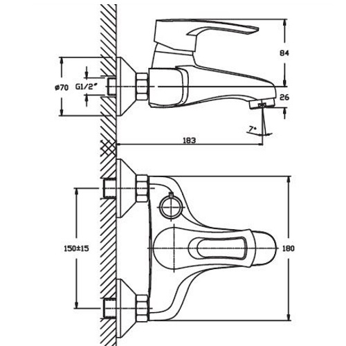 Смеситель для ванны Haiba Hansberg 009 euro HB0199 (attach1 1092)