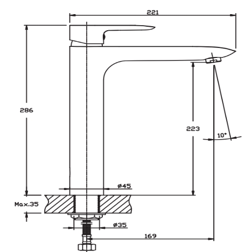 Смеситель для чаши HAIBA COLUMBIA 001 (HIGH) HB0840 (attach1 4038)