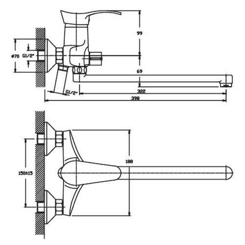 Смеситель для ванны Haiba Eris 006 euro HB0100 (attach1 1152)