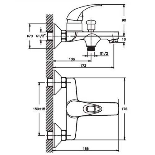 Смеситель для ванны Haiba Luxor 009 HB0238 (attach2 898)