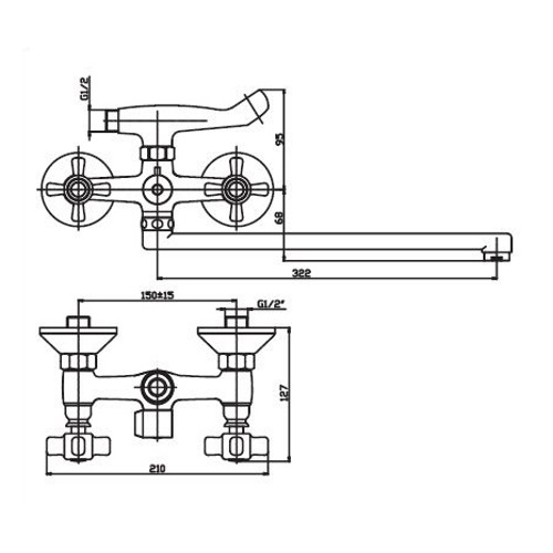 Смеситель для ванны Haiba Odyssey 140 euro HB0302 (attach2 1012)