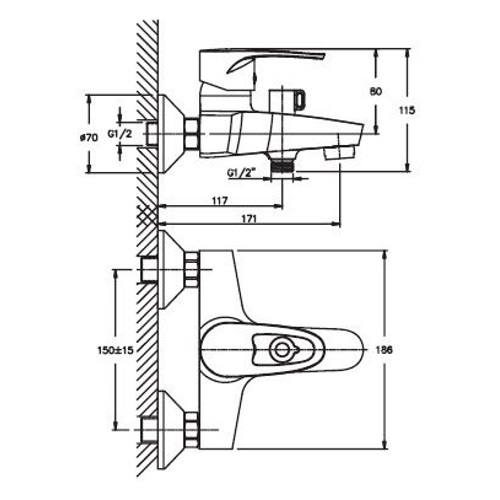 Смеситель для ванны Haiba Xide 009 Еuro HB0402 (attach1 960)