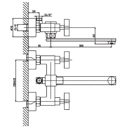 Смеситель для ванны Haiba Bergus 006 euro HB0021 (attach1 1030)