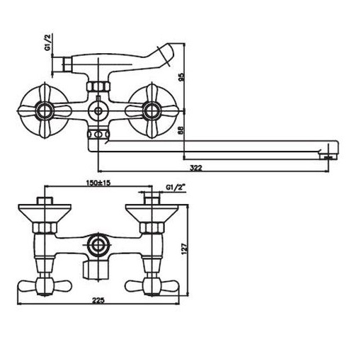Смеситель для ванны HAIBA DOMINOX 140 EURO BRONZE HB0062 (attach1 2841)