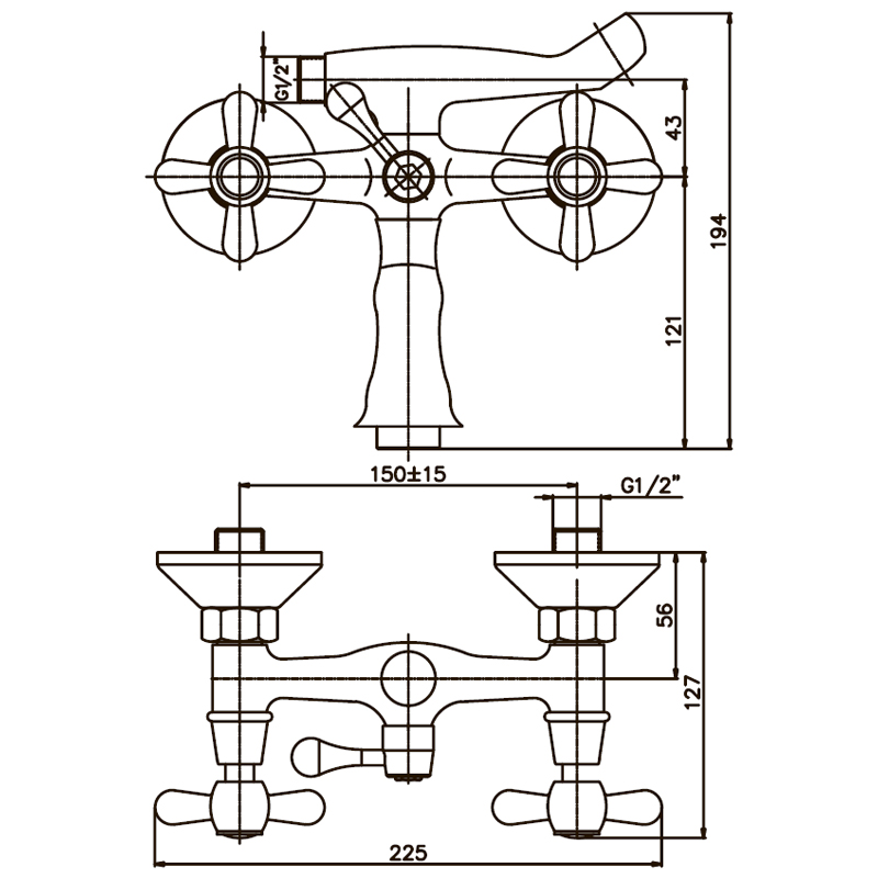 Смеситель для ванны Haiba DOMINOX 142 (HB0905) (attach1 10403)