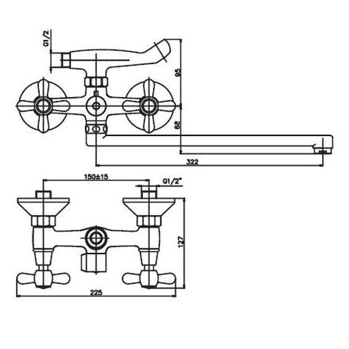 Смеситель для ванны HAIBA DOMINOX 140 EURO SATIN HB0063 (attach1 2781)