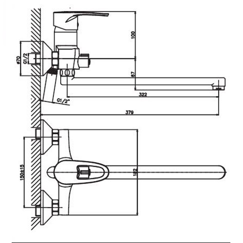 Смеситель для ванны HAIBA XIDE 006 EURO HB0401 (attach1 962)