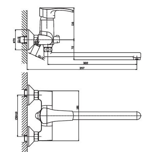 Смеситель для ванны Haiba Focus 006 euro HB0120 (attach1 1164)