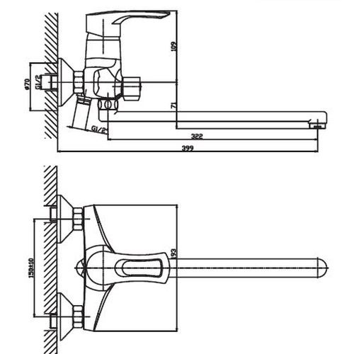 Смеситель для ванны HAIBA HANSBERG 006 EURO SATIN HB0193 (attach1 2817)