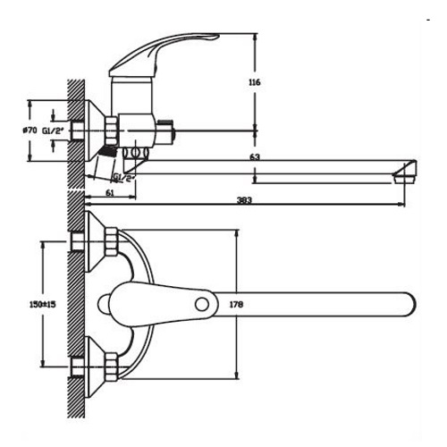 Смеситель для ванны Haiba Fabio 006 Euro HB0746 (attach1 950)